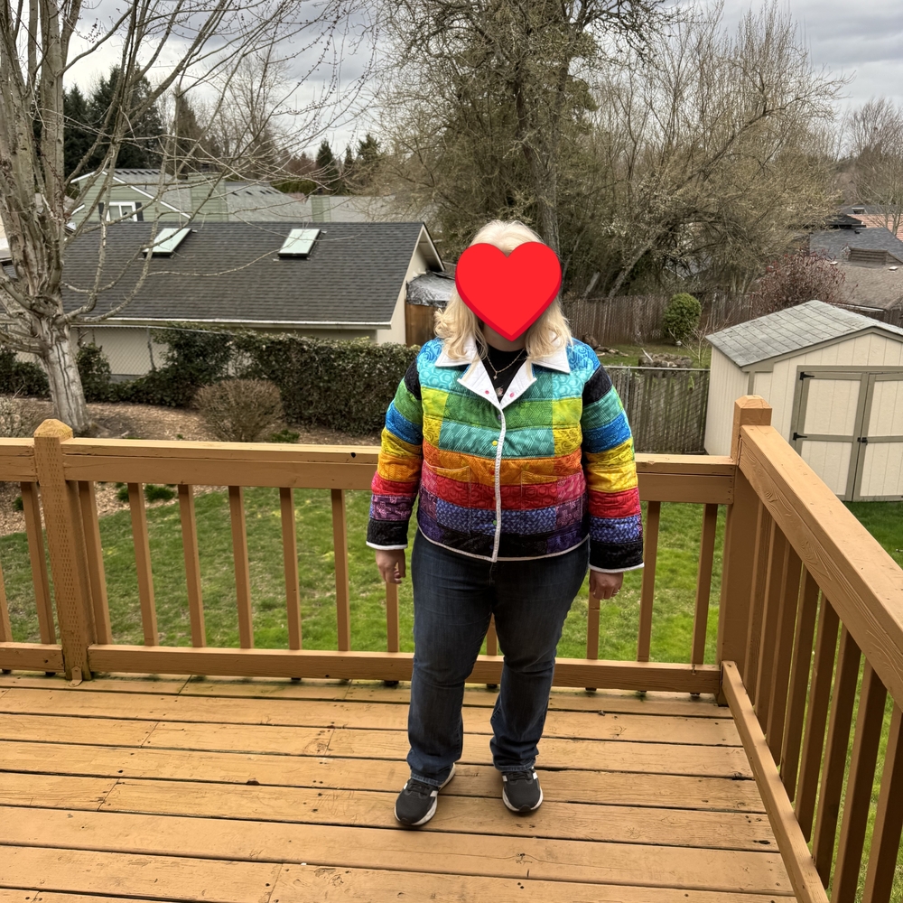 Kids Rainbow Patchwork Jacket with White Collar N… - image 3